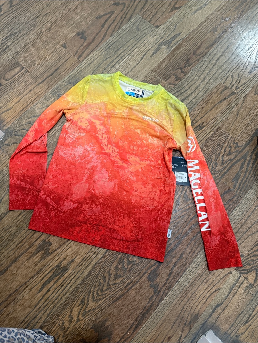 Magellan Outdoors Kids' Ombre Long Sleeve Shirt - Red & Yellow medium